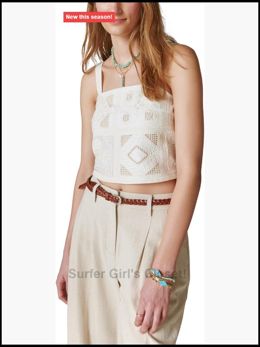 Women's Embroidered Crop Top Square Neck Cotton Sleeveless Summer